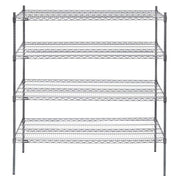 Shelving Unit with 4-Shelves Dark Grey Wire - 60" L x 24" W x 63" H by HUBERT – Alloy Steel, Flint, Model K2460-3F