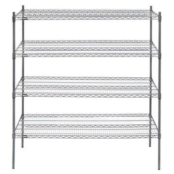 Shelving Unit with 4-Shelves Dark Grey Wire - 60" L x 24" W x 63" H by HUBERT – Alloy Steel, Flint, Model K2460-3F