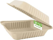 Responsible Products 9 inch Hinged Containers, Tree-Less™ Compostable Molded Fiber Takeout Containers, Extra Strength, Tree-Free and Made Without PFAS, Natural Brown (200 Count)