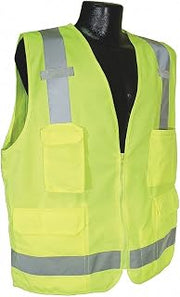Radians SV7GM Class 2 Solid Front Mesh Back Surveyor Saftey Vests, Green, Medium