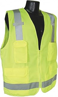 Radians SV7GM Class 2 Solid Front Mesh Back Surveyor Saftey Vests, Green, Medium