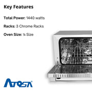CookRite Countertop Electric Convection Oven for Hotel Diner Baking by Atosa – 18.75"W x 19.75"D x 15"H, Stainless Steel, Silver, Model CTCO-25