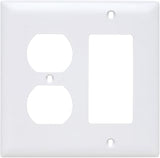 Legrand Pass & Seymour TP826WCC12 Trademaster Mid-Size Unbreakable Nylon Wall Plate, 2 Gang, Combination One Duplex Outlet and One Decorator Rocker GFCI Cover, White (1 Count)