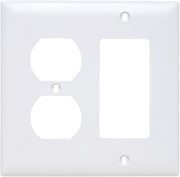Legrand Pass & Seymour TP826WCC12 Trademaster Mid-Size Unbreakable Nylon Wall Plate, 2 Gang, Combination One Duplex Outlet and One Decorator Rocker GFCI Cover, White (1 Count)