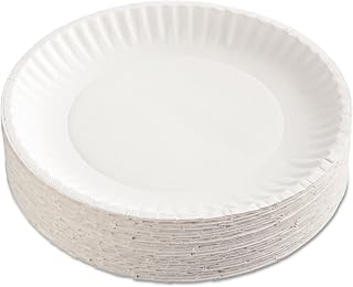 AJM Packaging PP9GRAWHPK Paper Plates, 9-Inch Diameter, White, 100/Pack