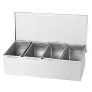 Thunder Group Bar Condiment Dispenser Countertop Design 4-compartment by Excellante – 6-1/2 by 12-1/2 by 4-Inch, Stainless Steel, Silver, Model SSCD004