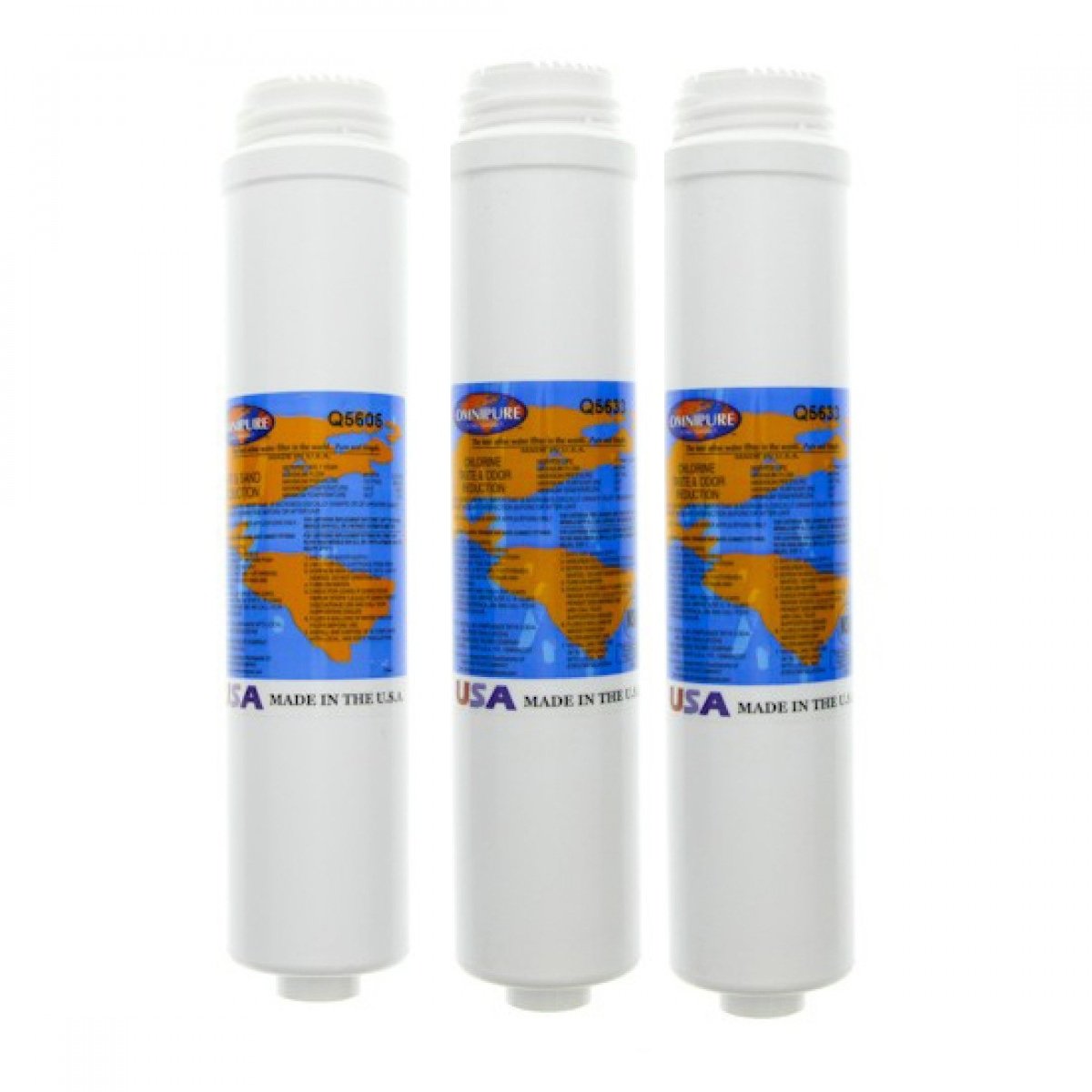 Q5605 and (2) Q5633 Replacement Sediment Carbon Filter Cartridge Set by Omnipure – 3 Count (Pack of 1), Carbon