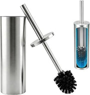 Silver Toilet Bowl Brush Holder Set Toilet Cleaner Bowl Set with Long Handle No Need to Bend Over When Cleaning the Toilet Weighted Stable Base & Splash Guard Cover for Deep Cleaning