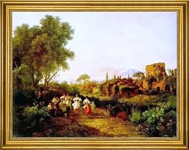 Art Oyster The Elder Karoly Marko Wine Harvest (Tarantella) - 21" x 28" Premium Canvas Print with Gold Frame