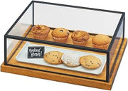 Cal Mil Madera Collection – Presentation Case – 20W x 15D x 8H – Wood Base, Metal Frame, Black/tan