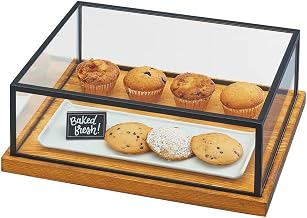 Cal Mil Madera Collection – Presentation Case – 20W x 15D x 8H – Wood Base, Metal Frame, Black/tan