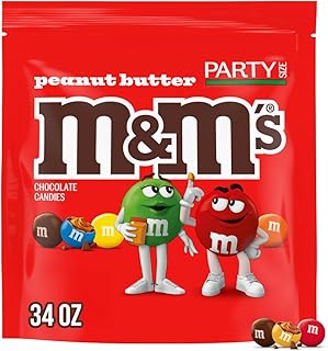 M&M's Peanut Butter Milk Chocolate Candy, Party Size Bulk Bag, 34 oz | Creamy Peanut Butter and Real Milk Chocolate with a Colorful Candy Shell, Resealable Bag for Parties, Baking and Gifting
