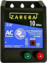 Zareba 10 Mile AC Powered Low Impedance Fence Charger, 0.5 Joule Output | Plug-In Electric Fence Energizer for Cattle, Horses, Pigs, Goats, Livestock, Temporary Cattle Fence Charger, EAC10M-Z