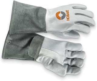 Hobart Heavy-Duty MIG/Stick Welding Gloves, Large, Leather, Kevlar-Stitched | Cowhide and cow-split leather; ANSI/ISEA 105-2024 A4 abrasion, puncture 5; foam-lined back; MIG and stick