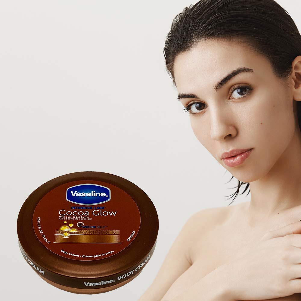 Intensive Care Glow Body Cream - Cocoa by for Unisex - 2.53 oz Body Cream by Vaseline – 2.53 Fl Oz (Pack of 1), Cranberry, Model 911313
