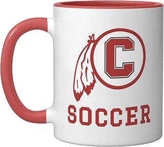 Carlisle High School Blue Aces Soccer Ceramic Mug, Red/White, 11oz