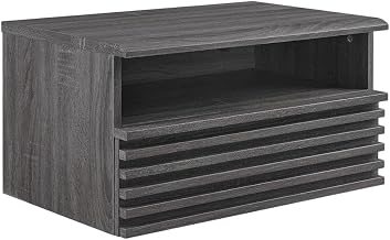 Furnifact Gray Wall-Mount Nightstand, Space-Saving Design, Sturdy Construction, Modern Bedroom Storage, Easy Installation, Durable Surface, Single-Piece