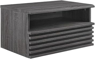 Furnifact Gray Wall-Mount Nightstand, Space-Saving Design, Sturdy Construction, Modern Bedroom Storage, Easy Installation, Durable Surface, Single-Piece