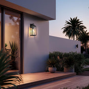 Hilton One Light Outdoor Wall Sconce Black by Lighting Design – 12", Iron, Black, Model OD330W18BK