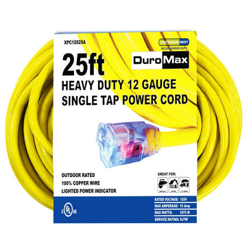 Outdoor Extension Cord by DuroMax – XPC12025A, pvc, Yellow, Model XPC12025A