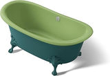 Kohler 21000-PAT-34 Artifacts™ 66-1/8" x 32-1/2" freestanding bath, Teal Exterior with Fresh Green Interior