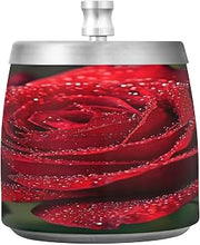 Rose with Water Drops Splash Ashtray with Lid, Outdoor Ashtrays for Patio