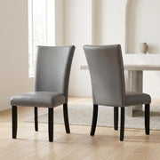Faux Leather-Upholstered Side Chair by Furnifact – Engineered Wood, Gray; Black, Pack of 2