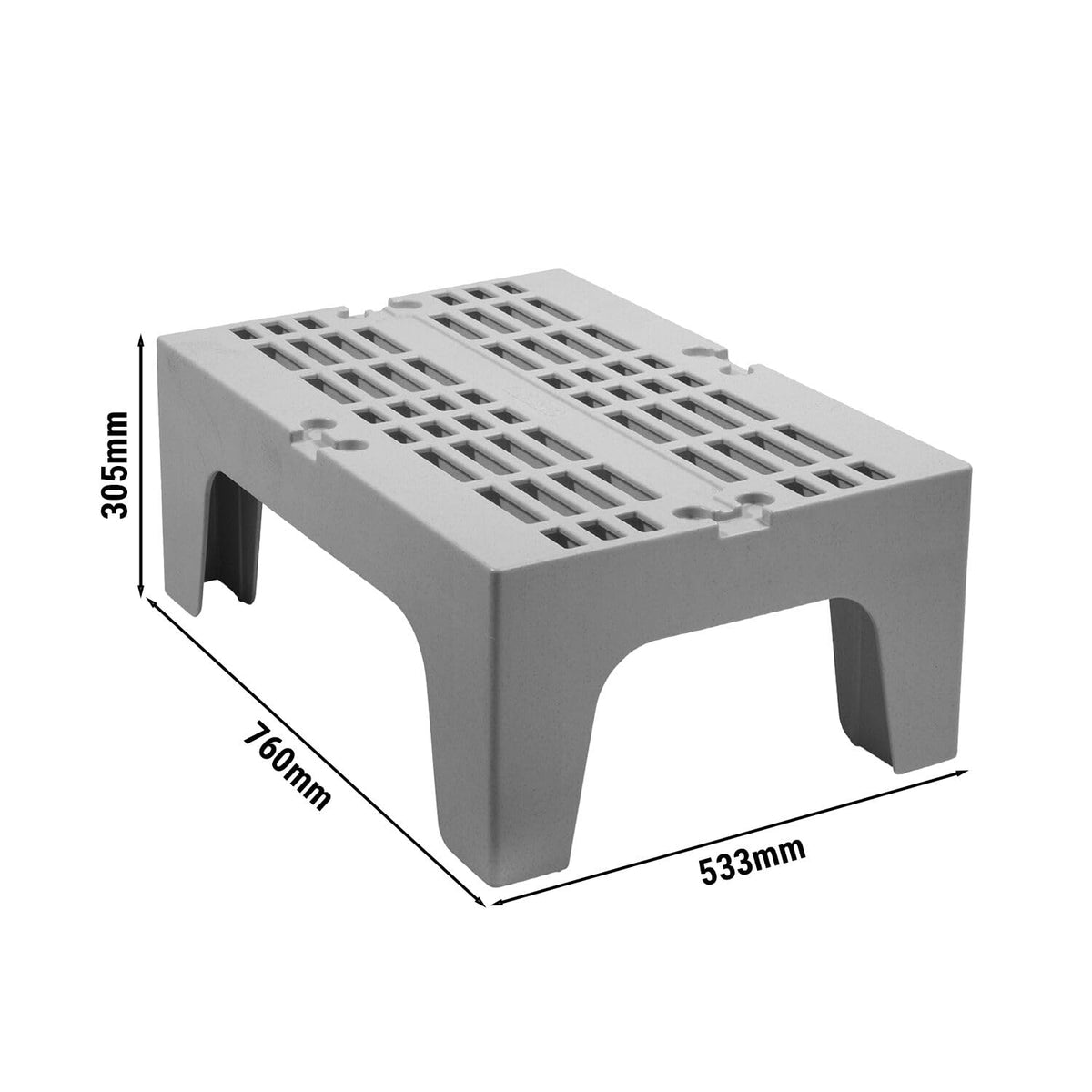 680 Kg Dunnage Rack Slotted Top Gray by Cambro – 1500 Lb, Plastic, Speckled Gray, Model DRS300480