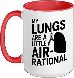 Air-Rational - Asthma Awareness Ceramic Mug, Red/White, 15oz