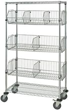 Quantum Storage Systems M2448BC6C 5-Tier Mobile Wire Basket Unit with 3 Baskets, Chrome Finish, 24" Width x 48" Length x 69" Height