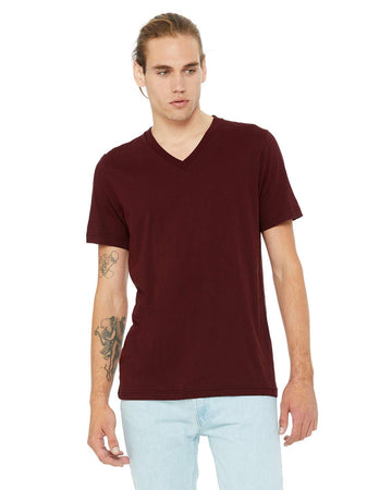 Bella + Canvas Unisex Jersey Short-Sleeve V-Neck T-Shirt by BELLA+CANVAS – Polyester, Xx-large,maroon Marble, Model 3005