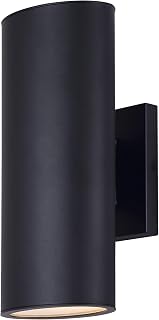 Canarm OWYNN 2-Light Outdoor Wall Lantern, Black Finish Up-and-Down Modern Wall Sconce for Entryway, Patio, and Porch