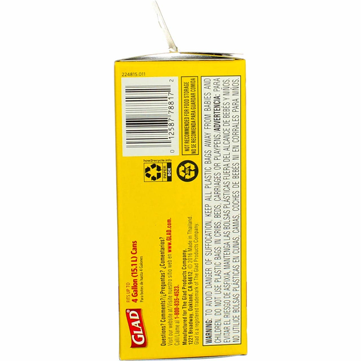 Flat Top Small Garbage Bag by Glad – 30 Count (Pack of 6), 4.0 gallons, Plastic, White, Pack of 6