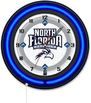 Holland Bar Stool Clk19BKNorFla NCAA 19 in. Dia. University of North Florida Double Neon Wall Clock Black
