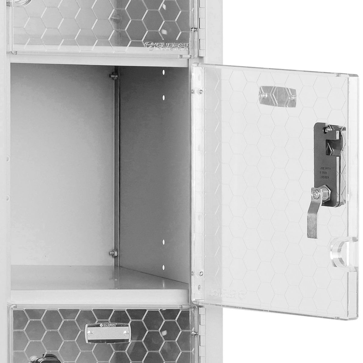 Global Industrial 6-Tier 6 Door Clear View Locker – Digital Lock, 12" W x 15" D x 78" H,Gray, Assembled