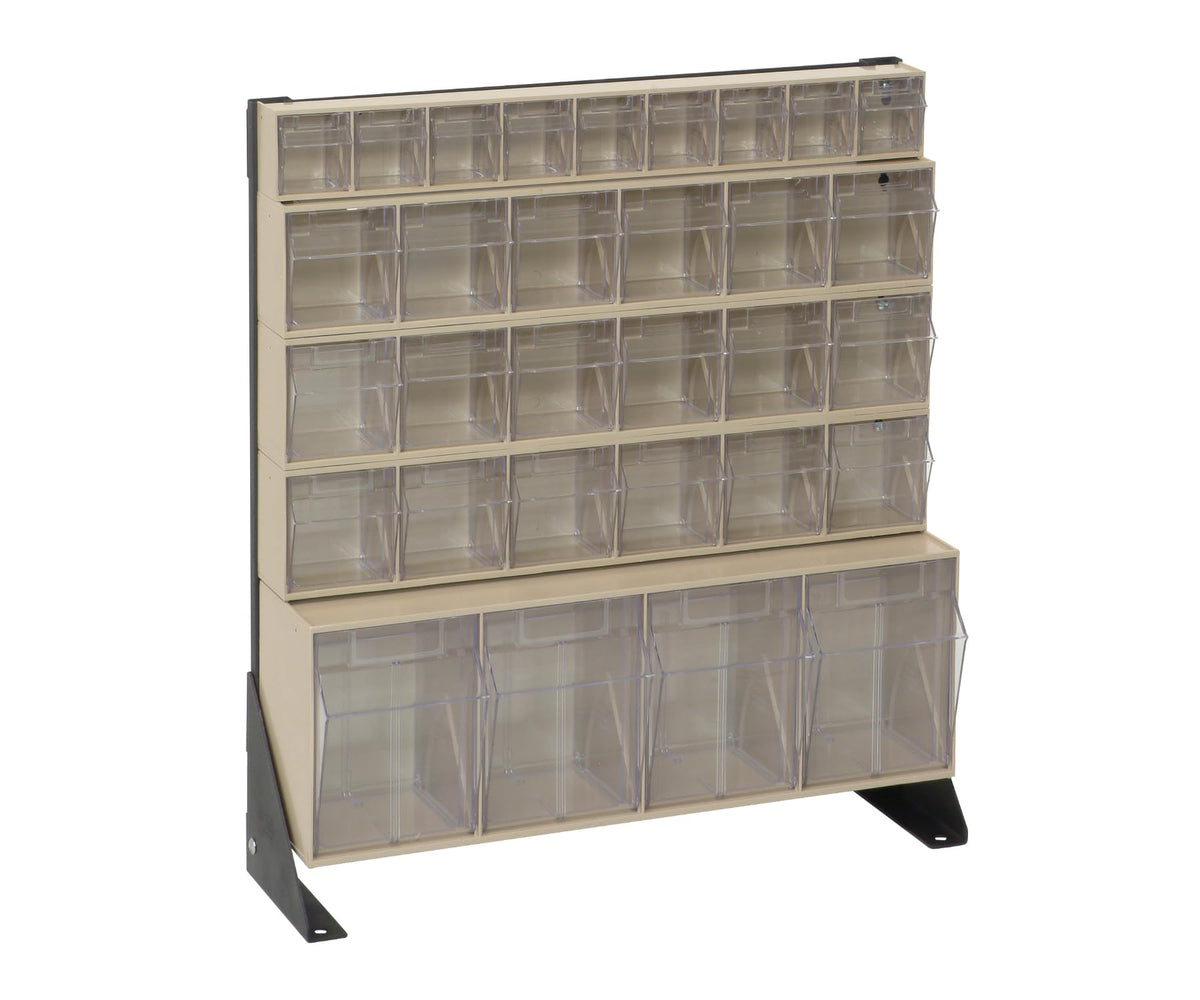 QUANTUM STORAGE SYSTEMS 28" H x 24" W x 10" D / 31 Drawers Tip Out Bin Stand Ivory / Ivory Storage Racks