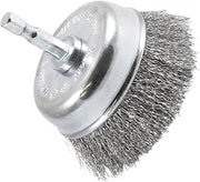 Forney 72732 Wire Cup Brush, Fine Crimped with 1/4-Inch Hex Shank, 3-Inch-by-.008-Inch