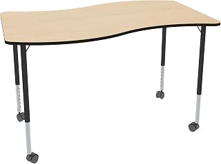 Learniture Structure Series Mobile Wave Collaborative Adjustable Height Table (30" W x 48" L)