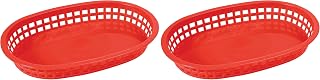 Winco Oval Platter Baskets, 10.75-Inch by 7.25-Inch by 1.5-Inch Red Set of 12 (Pack of 2)