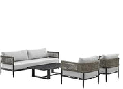 Armen Living Alegria Aluminum and Rope Outdoor Chair in Black and Gray