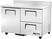 TRUE TWT-48D-2-HC Two Section 48" Work Top Refrigerator, One Solid Door & Two Drawers