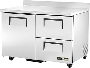 TRUE TWT-48D-2-HC Two Section 48" Work Top Refrigerator, One Solid Door & Two Drawers
