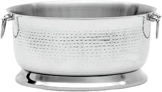 HUBERT Brushed Hammered Stainless Steel Double Wall Ice Merchandiser – 19" Dia x 11"H