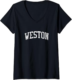 Womens Weston WI J02 Vintage Athletic Sports Design V-Neck T-Shirt