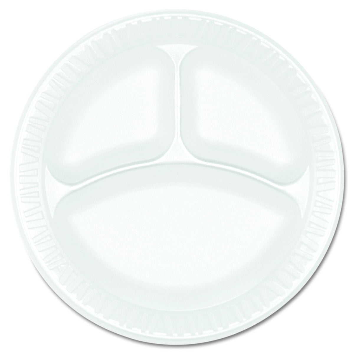 Dart 9CPWCR Concorde Foam Plate – 3-Comp, 9" Dia, White, Pack of 125 (Case of 4)