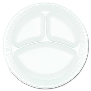 Dart 9CPWCR Concorde Foam Plate – 3-Comp, 9" Dia, White, Pack of 125 (Case of 4)