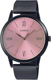 Casio MTP-E600MB-4B Men's Watch Black Mesh Band Pink Dial