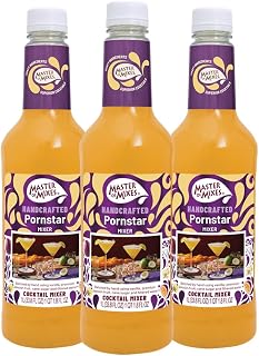 MASTER OF MIXES Pornstar Drink Mix, Ready to Use, 1 Liter, 3 Pack | Lime Juice, Passion Fruit, & Vanilla | Cocktail & Mocktail Drink Recipes, Pour Ready, Consistent, Smooth Mixing Texture