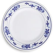 Yanco PO-1008 Peony Melamine 8 in. Round Plate - White & Blue