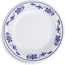 Yanco PO-1008 Peony Melamine 8 in. Round Plate - White & Blue